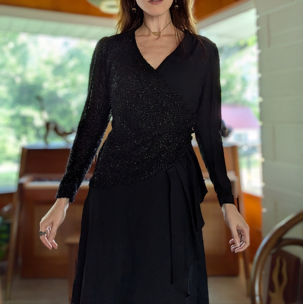 Vintage 80s Textured Wrap Dress